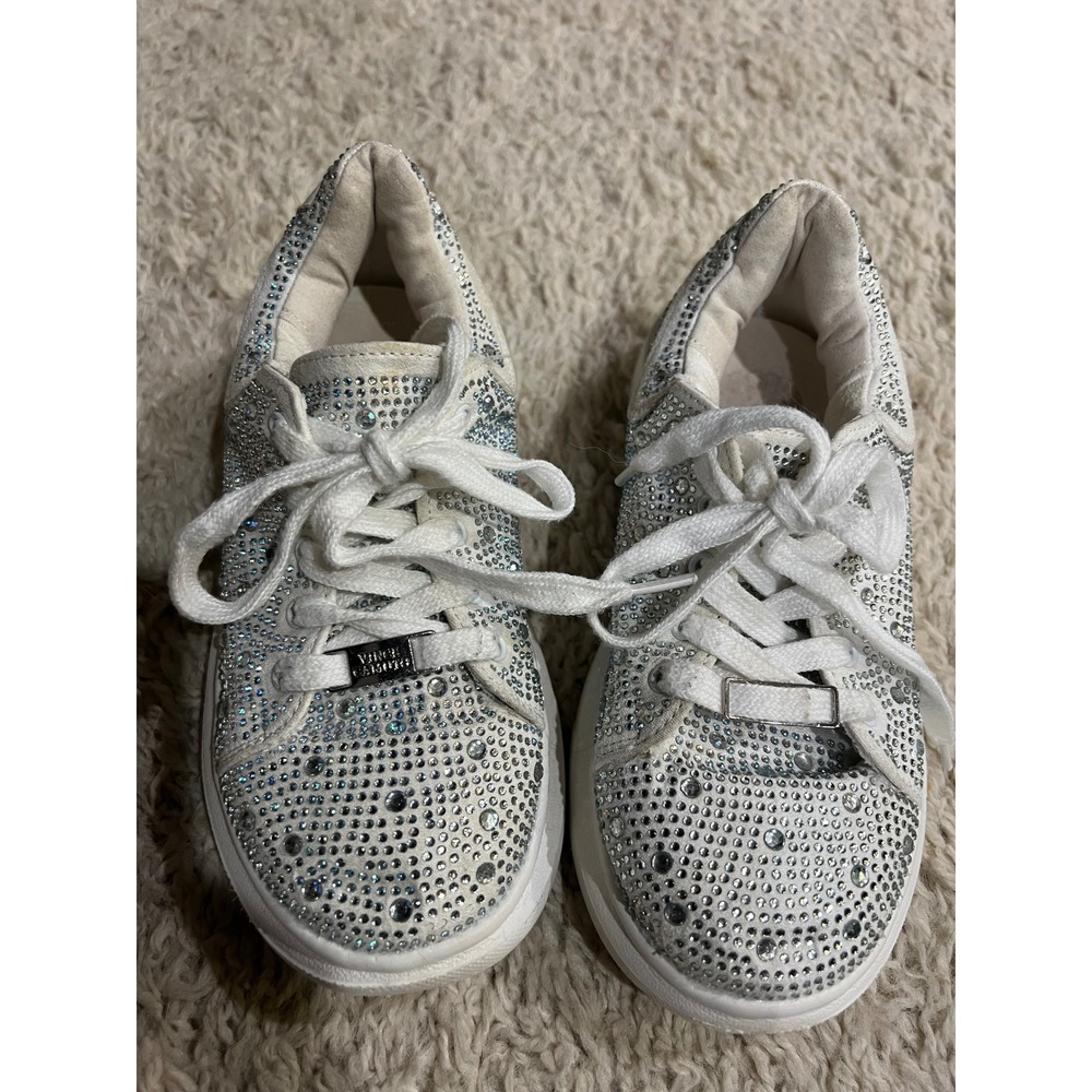 Vince Camuto Kids Rhinestone Bling White‎ Lace Up Sneakers Shoes Size 2